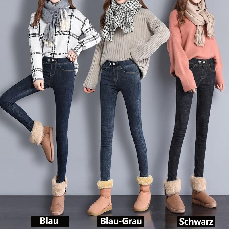 Doppelte Fleece-Thermo Jeans Hose