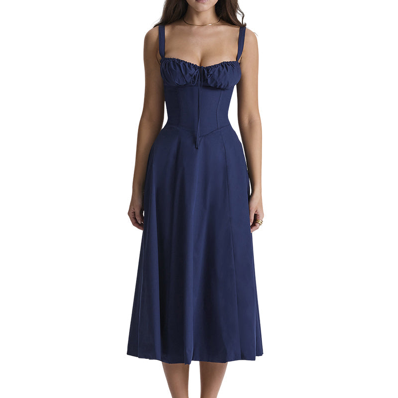 Bedrucktes Kleid mit Röhrenoberteil reine Farbe modisches Slingkleid